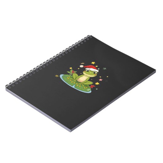 Festive Frog Joy - Cute Christmas Frog on Lily Pad Notizblock (Linke Seite)