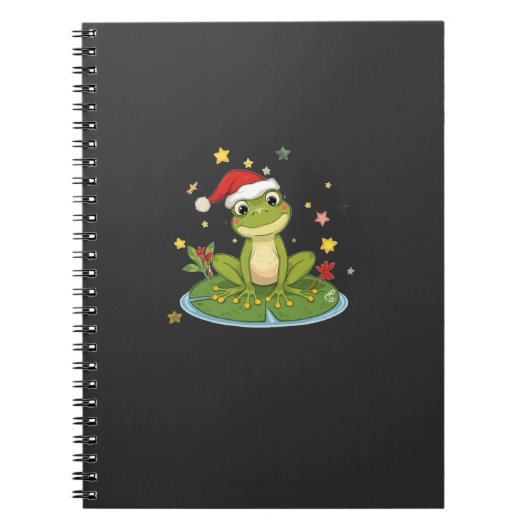 Festive Frog Joy - Cute Christmas Frog on Lily Pad Notizblock (Vorderseite)