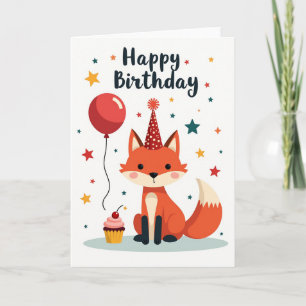 Festive Fuchs-Mütze Geburtstagskarte Karte