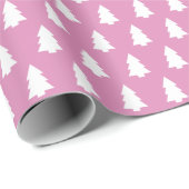 Festive Fuchsia Pink Weißer Weihnachtsbaum Muster Geschenkpapier (Rolleneckpunkt)