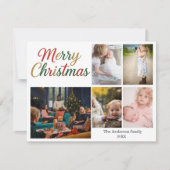Festive Fun Christmas 5 Photo Holiday Card Dankeskarte (Vorderseite)