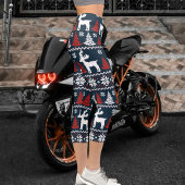 Festive Fun Christmas Tree Winter Reindeer Pattern Capri Leggings