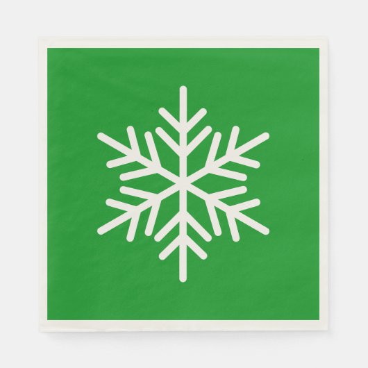 Festive Fun White Alpine Snowflake On Kelly Green Serviette (Vorderseite)