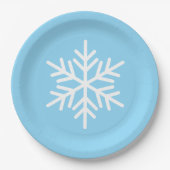 Festive Fun White Alpine Snowflake On Light Blue Pappteller (Vorderseite)