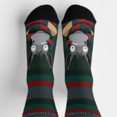 Festive Fun Winter Donkey Illustration Dark Green Socken (Oben)