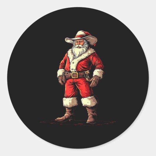 Festive Fun With A Christmas Cowboy As Santa Claus Runder Aufkleber (Vorderseite)