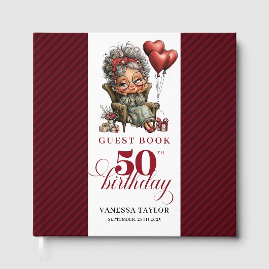 Festive funny 50th woman event guest sign book gästebuch (Vorderseite)
