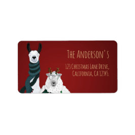 Festive Funny Chic Llama & Sheep Return Address Adressaufkleber