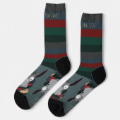 Festive Funny Cute Donkey Turquoise Grey  Socken (Linkes Detail)