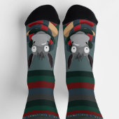 Festive Funny Cute Donkey Turquoise Grey Socken (Oben)