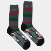Festive Funny Cute Donkey Turquoise Grey Socken (Rechts)