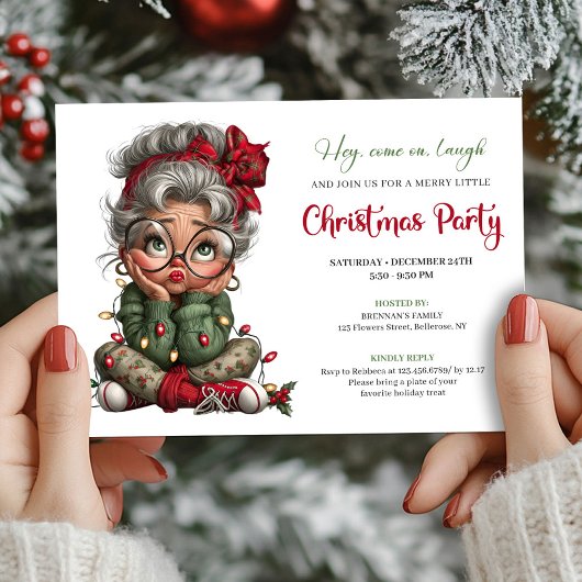 Festive Funny Grandma Christmas Event Invitation Einladung