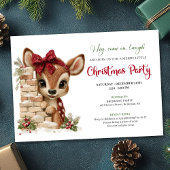 Festive funny reindeer holiday invite download einladung