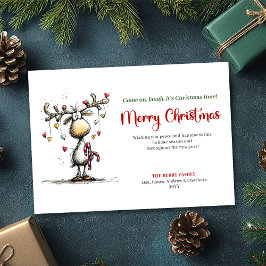 Festive Funny Reindeer Merry Christmas Design Feiertagskarte