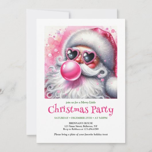 Festive Funny Santa Heart Glasses Christmas Invite Einladung (Vorderseite)