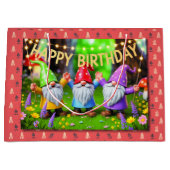 Festive Garden Gnomes Birthday Celebration Große Geschenktüte (Vorderseite)