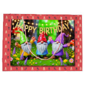Festive Garden Gnomes Birthday Celebration Große Geschenktüte (Rückseite)