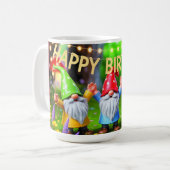 Festive Garden Gnomes Birthday Celebration Kaffeetasse (Vorderseite Links)