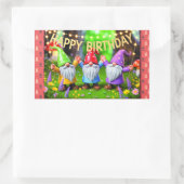 Festive Garden Gnomes Birthday Celebration Rechteckiger Aufkleber (Tasche)
