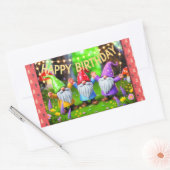 Festive Garden Gnomes Birthday Celebration Rechteckiger Aufkleber (Umschlag)