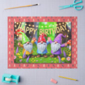 Festive Garden Gnomes Birthday Celebration Seidenpapier (Basteln)