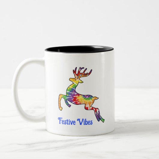 Festive Gefärbte Krawatte Rentier Tasse (Links)