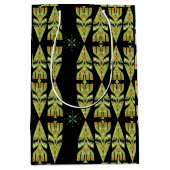 Festive Gift Wrap Green Black Pattern Mittlere Geschenktüte (Vorderseite)