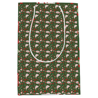 Festive Gift Wrap Green Black Pattern Mittlere Geschenktüte