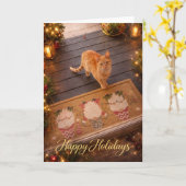 Festive Ginger Cat Holiday Greeting Card Karte (Gelbe Blume)