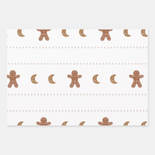 Festive Gingerbread 3-Pack Weihnachtsgeschenk Wrap Geschenkpapier Set (Vorderseite 2)