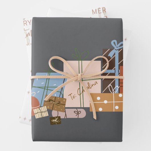 Festive Gingerbread 3-Pack Weihnachtsgeschenk Wrap Geschenkpapier Set (Beispiel)