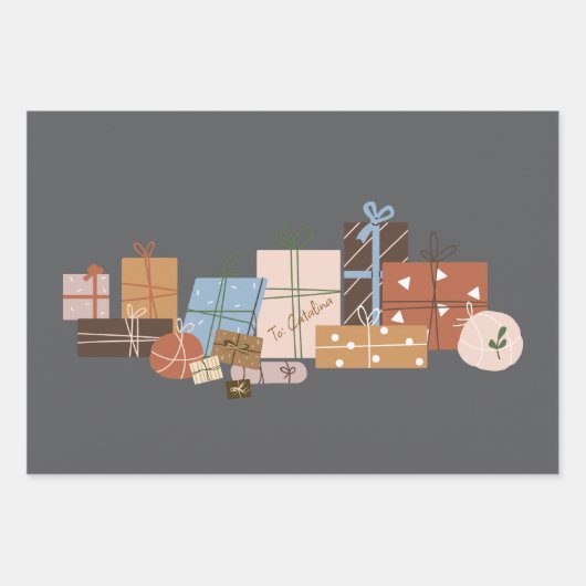 Festive Gingerbread 3-Pack Weihnachtsgeschenk Wrap Geschenkpapier Set (Vorderseite)