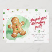 Festive Gingerbread Decorating Christmas Party Einladung (Vorne/Hinten)