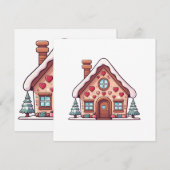 Festive Gingerbread House Illustration Feiertagskarte (Vorne/Hinten)