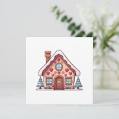 Festive Gingerbread House Illustration Feiertagskarte (Stehend Vorderseite)