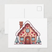 Festive Gingerbread House Illustration Feiertagspostkarte (Vorne/Hinten)