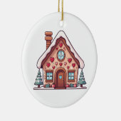 Festive Gingerbread House Illustration Keramik Ornament (Rechts)