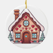 Festive Gingerbread House Illustration Keramik Ornament (Hinten)
