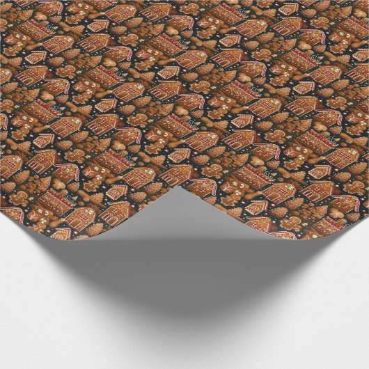 Festive Gingerbread House Print - Klassische Weihn Geschenkpapier (Ecke)