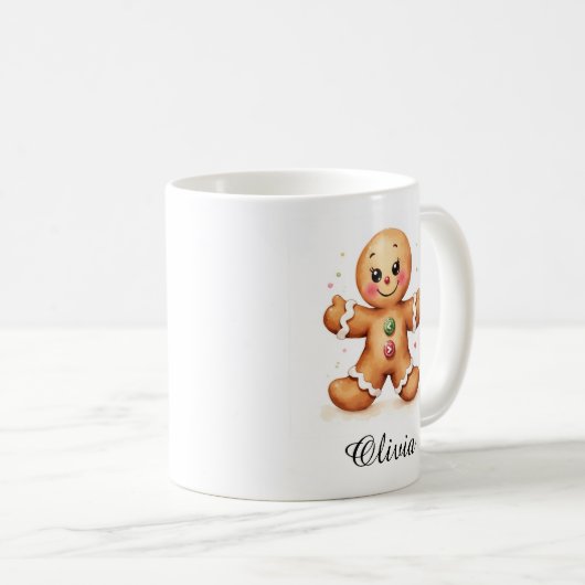 Festive Gingerbread Man Custom Name Mug Kaffeetasse (VorderseiteRechts)