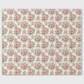 Festive Gingerbread Men with Pink Poinsettias Geschenkpapier (Flach)