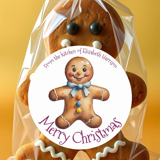 Festive Gingerbrei Mann Keks Weihnachtsgebäck Runder Aufkleber