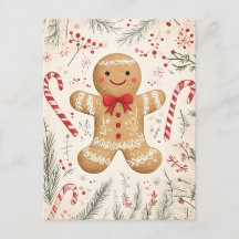 Festive Gingerbrot Mann Weihnachtsgrüße