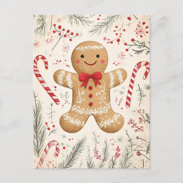 Festive Gingerbrot Mann Weihnachtsgrüße Postkarte