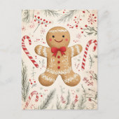Festive Gingerbrot Mann Weihnachtsgrüße Postkarte (Vorderseite)
