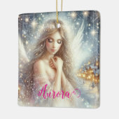 Festive Girly Watercolor Ethereal Frost Snow Angel Keramikornament (Links)