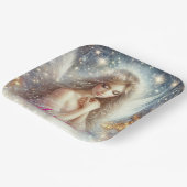 Festive Girly Watercolor Ethereal Frost Snow Angel Pappteller (Gewinkelt)