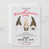 Festive Gnomes Merry Little Christmas Party Grau Einladung (Vorderseite)