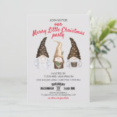 Festive Gnomes Merry Little Christmas Party Grau Einladung (Stehend Vorderseite)