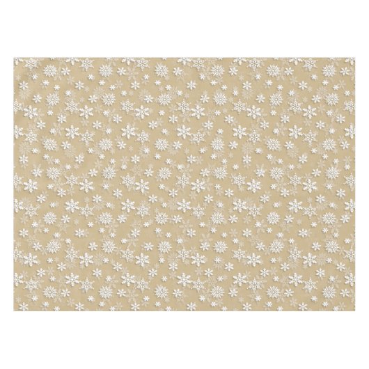 Festive Gold and White Christmas Holiday Snowflake Tischdecke (Vorderseite (Horizontal))